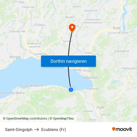 Saint-Gingolph to Ecublens (Fr) map