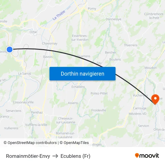 Romainmôtier-Envy to Ecublens (Fr) map