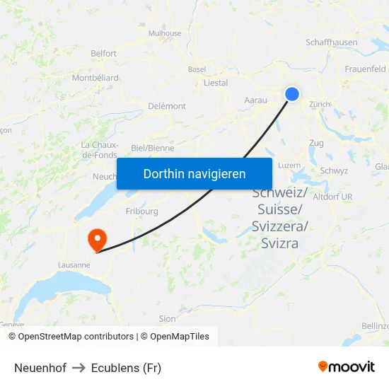 Neuenhof to Ecublens (Fr) map