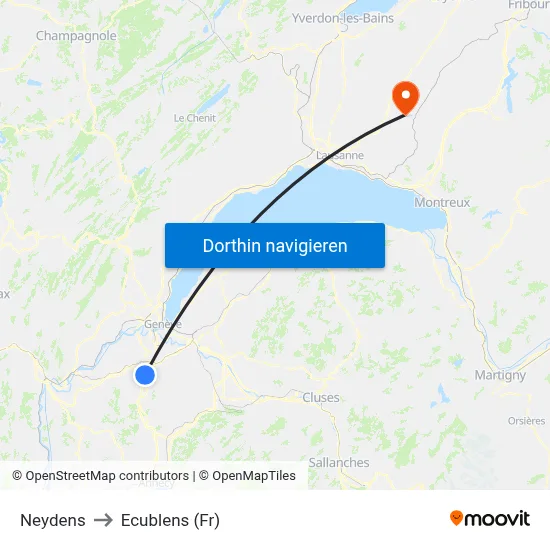 Neydens to Ecublens (Fr) map