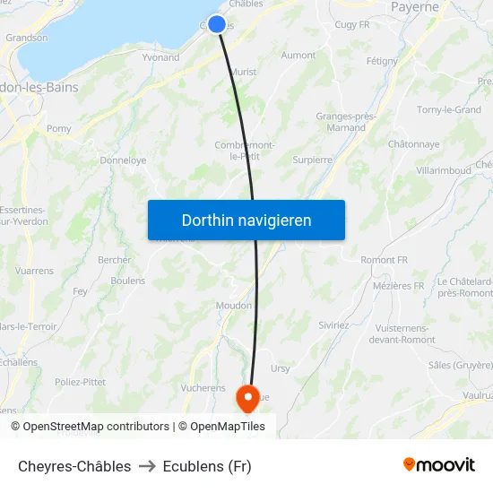 Cheyres-Châbles to Ecublens (Fr) map