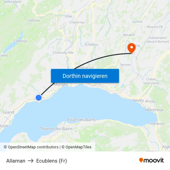 Allaman to Ecublens (Fr) map