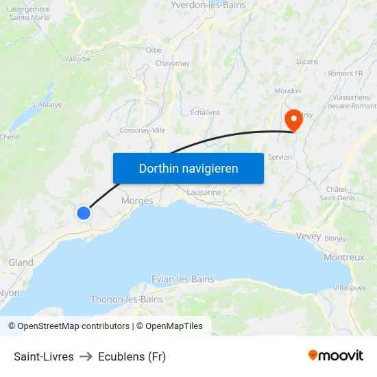 Saint-Livres to Ecublens (Fr) map