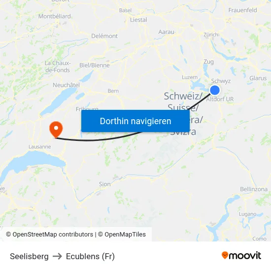 Seelisberg to Ecublens (Fr) map