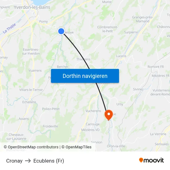 Cronay to Ecublens (Fr) map