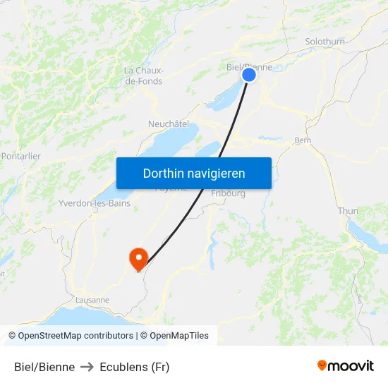 Biel/Bienne to Ecublens (Fr) map
