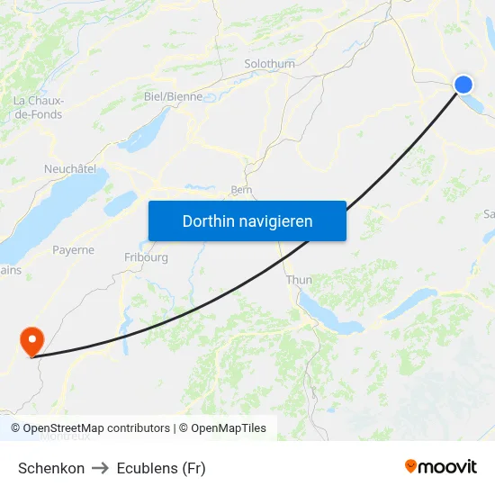 Schenkon to Ecublens (Fr) map