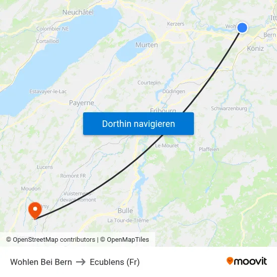 Wohlen Bei Bern to Ecublens (Fr) map