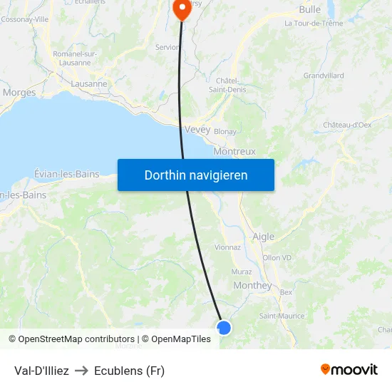 Val-D'Illiez to Ecublens (Fr) map