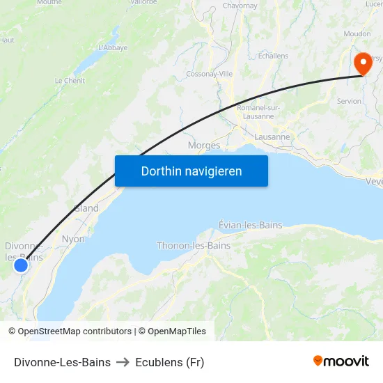 Divonne-Les-Bains to Ecublens (Fr) map