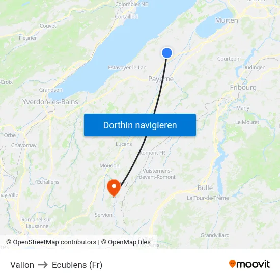 Vallon to Ecublens (Fr) map