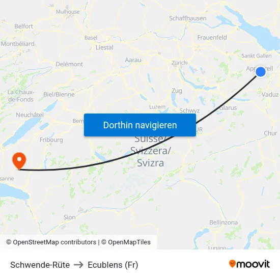 Schwende-Rüte to Ecublens (Fr) map
