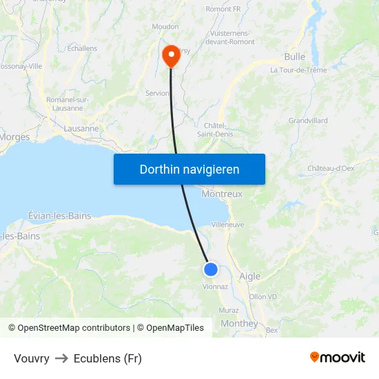 Vouvry to Ecublens (Fr) map