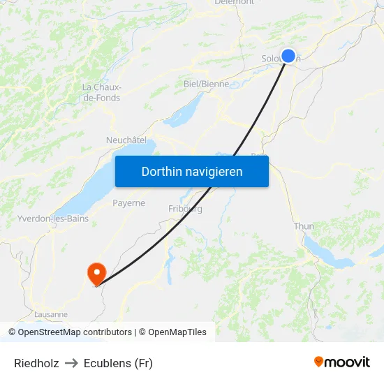 Riedholz to Ecublens (Fr) map