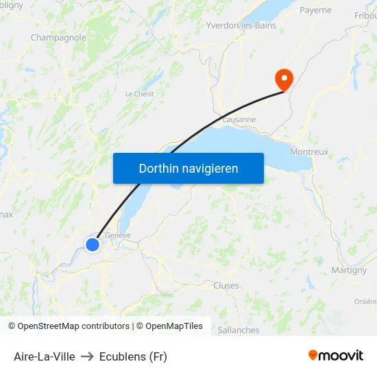 Aire-La-Ville to Ecublens (Fr) map