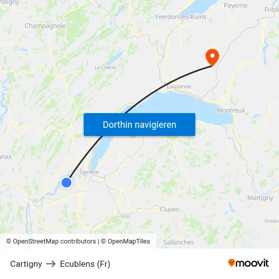 Cartigny to Ecublens (Fr) map