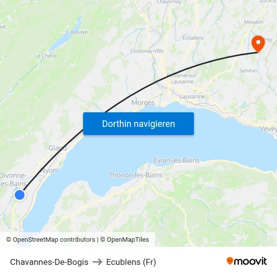 Chavannes-De-Bogis to Ecublens (Fr) map