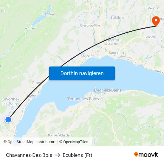 Chavannes-Des-Bois to Ecublens (Fr) map