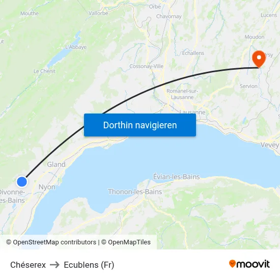 Chéserex to Ecublens (Fr) map
