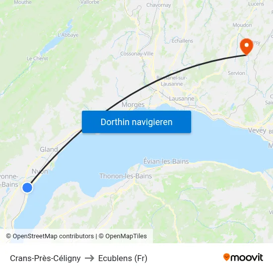Crans-Près-Céligny to Ecublens (Fr) map