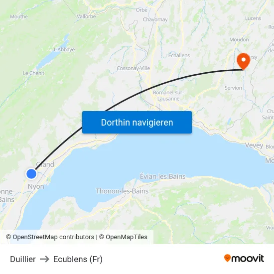 Duillier to Ecublens (Fr) map