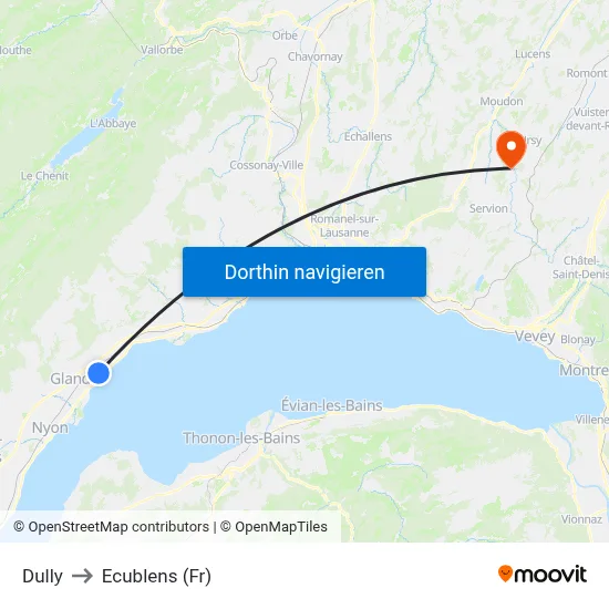 Dully to Ecublens (Fr) map