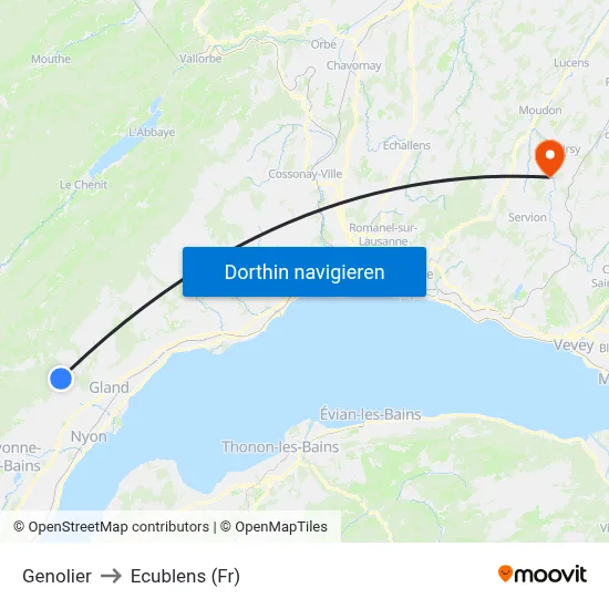Genolier to Ecublens (Fr) map