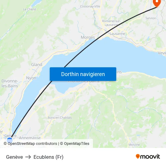 Genève to Ecublens (Fr) map