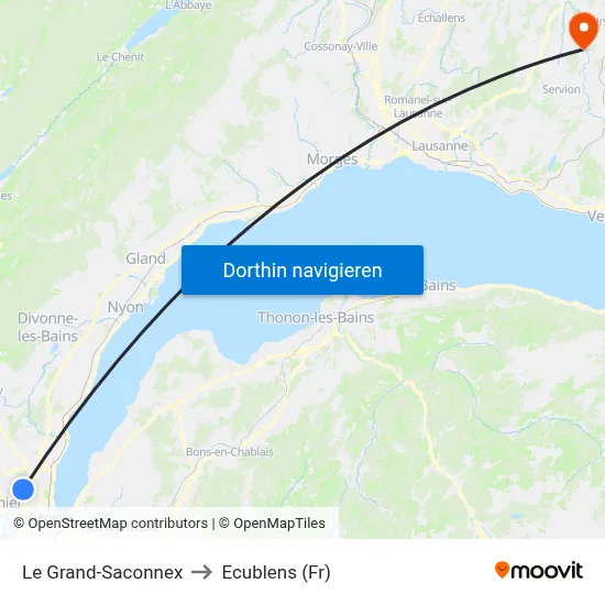 Le Grand-Saconnex to Ecublens (Fr) map