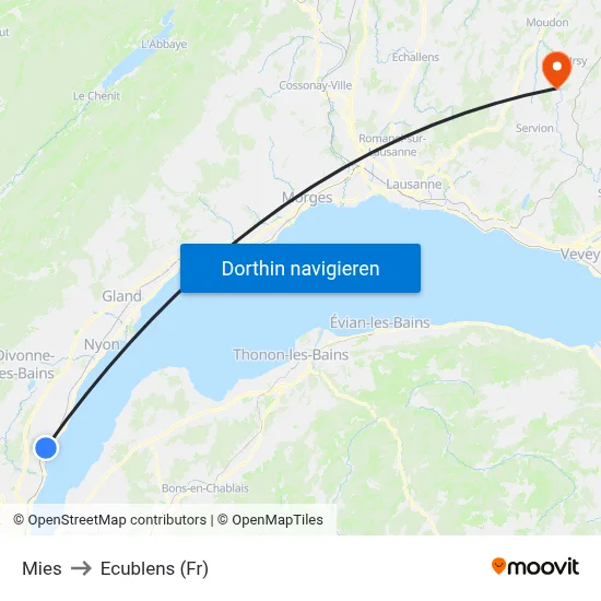 Mies to Ecublens (Fr) map