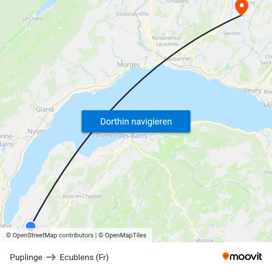 Puplinge to Ecublens (Fr) map
