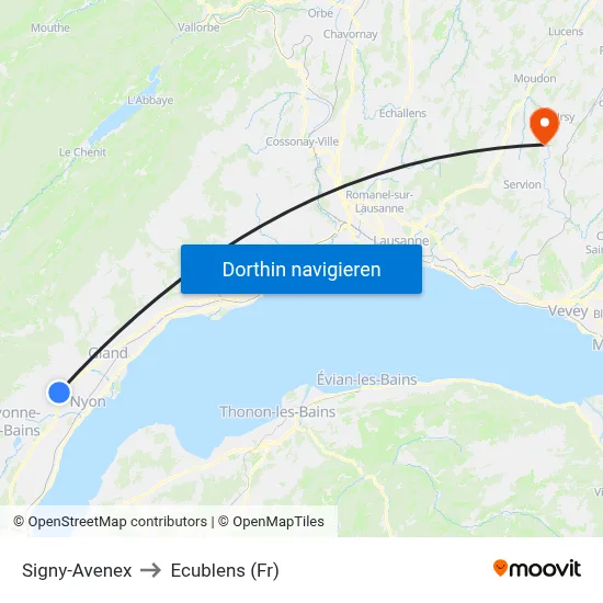 Signy-Avenex to Ecublens (Fr) map