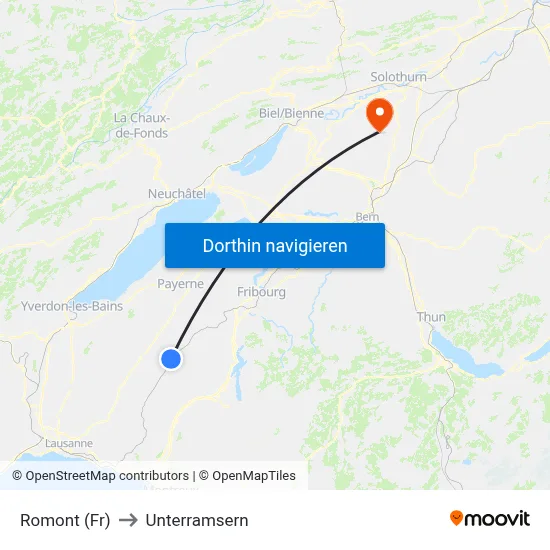 Romont (Fr) to Unterramsern map