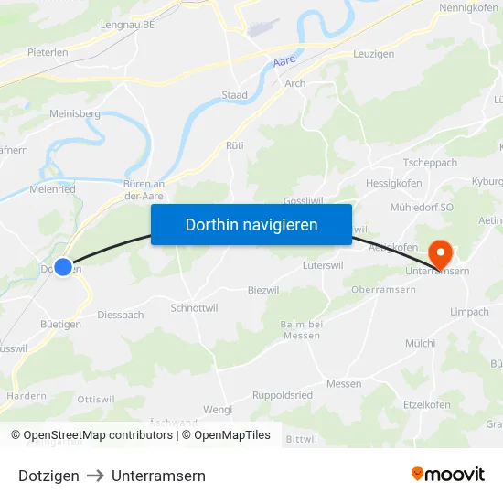 Dotzigen to Unterramsern map