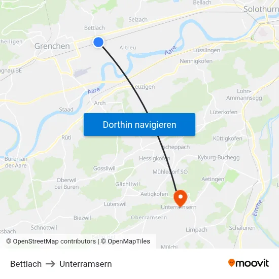 Bettlach to Unterramsern map
