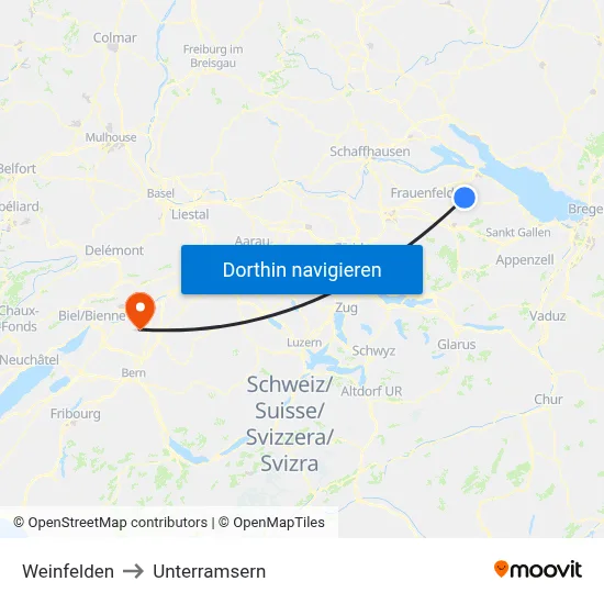 Weinfelden to Unterramsern map