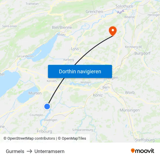 Gurmels to Unterramsern map