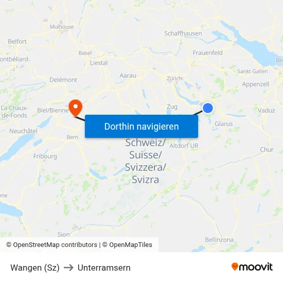 Wangen (Sz) to Unterramsern map