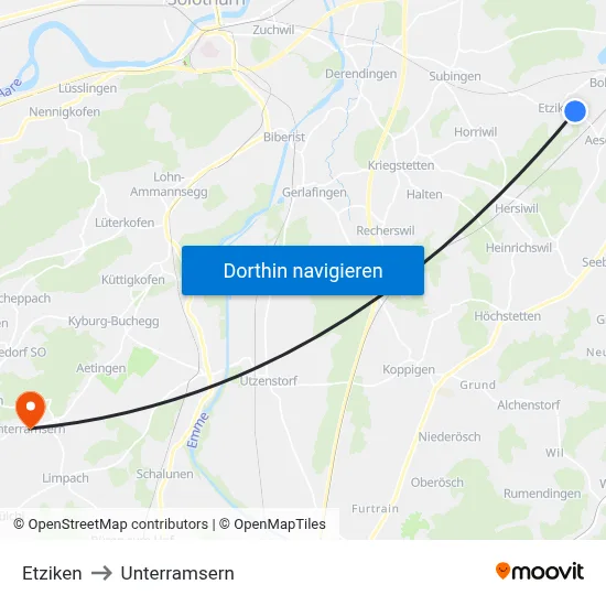 Etziken to Unterramsern map