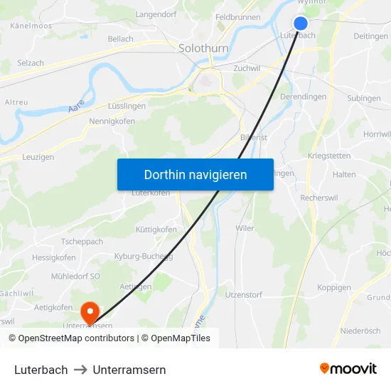 Luterbach to Unterramsern map