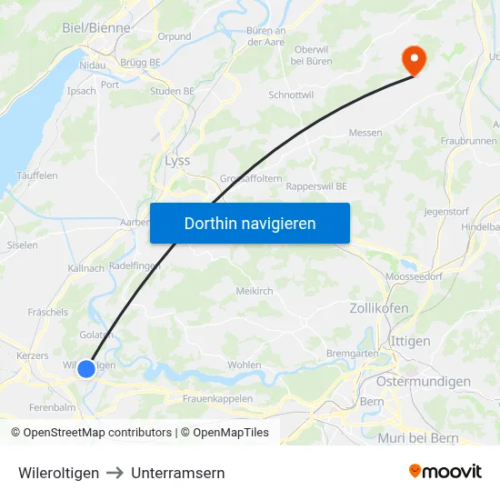 Wileroltigen to Unterramsern map