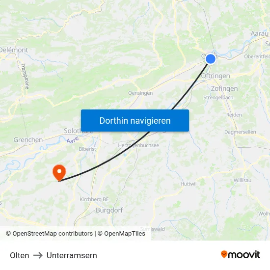 Olten to Unterramsern map