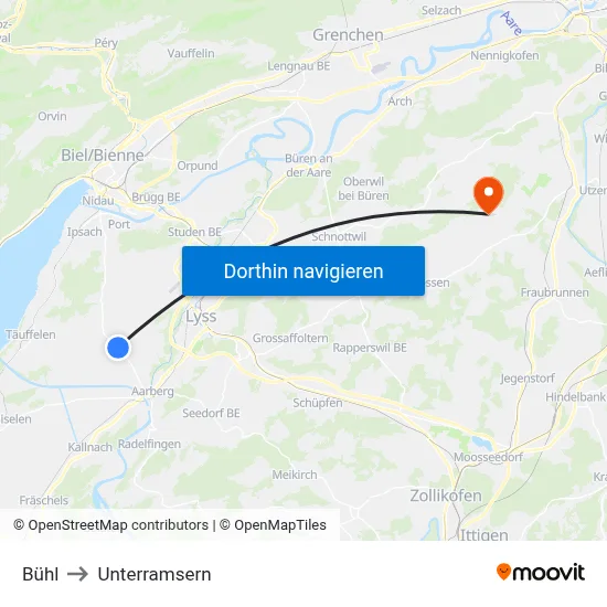 Bühl to Unterramsern map