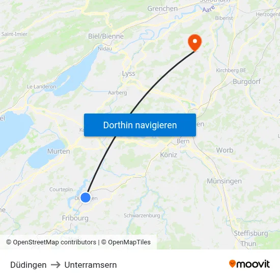 Düdingen to Unterramsern map