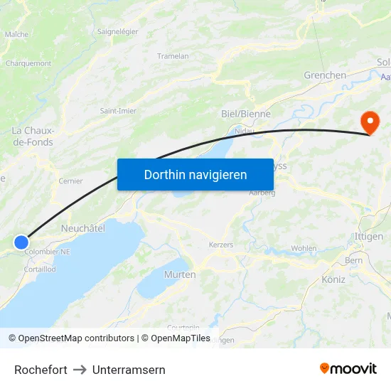 Rochefort to Unterramsern map