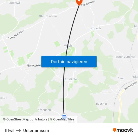 Iffwil to Unterramsern map