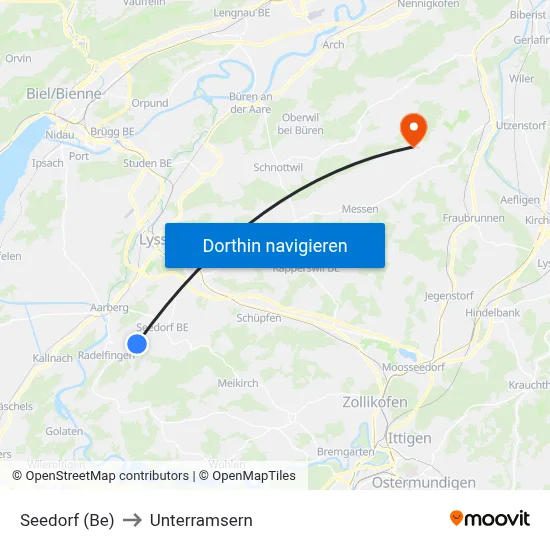 Seedorf (Be) to Unterramsern map