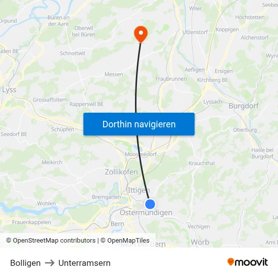 Bolligen to Unterramsern map