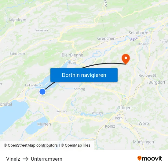 Vinelz to Unterramsern map