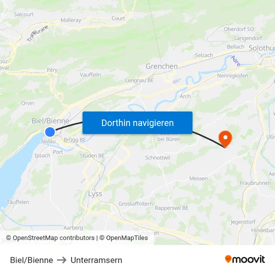 Biel/Bienne to Unterramsern map